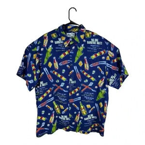 VTG Big Dogs Hawaiian Shirt Men's XL 100% Rayon Navy Blue Barbecue Beer Grilling